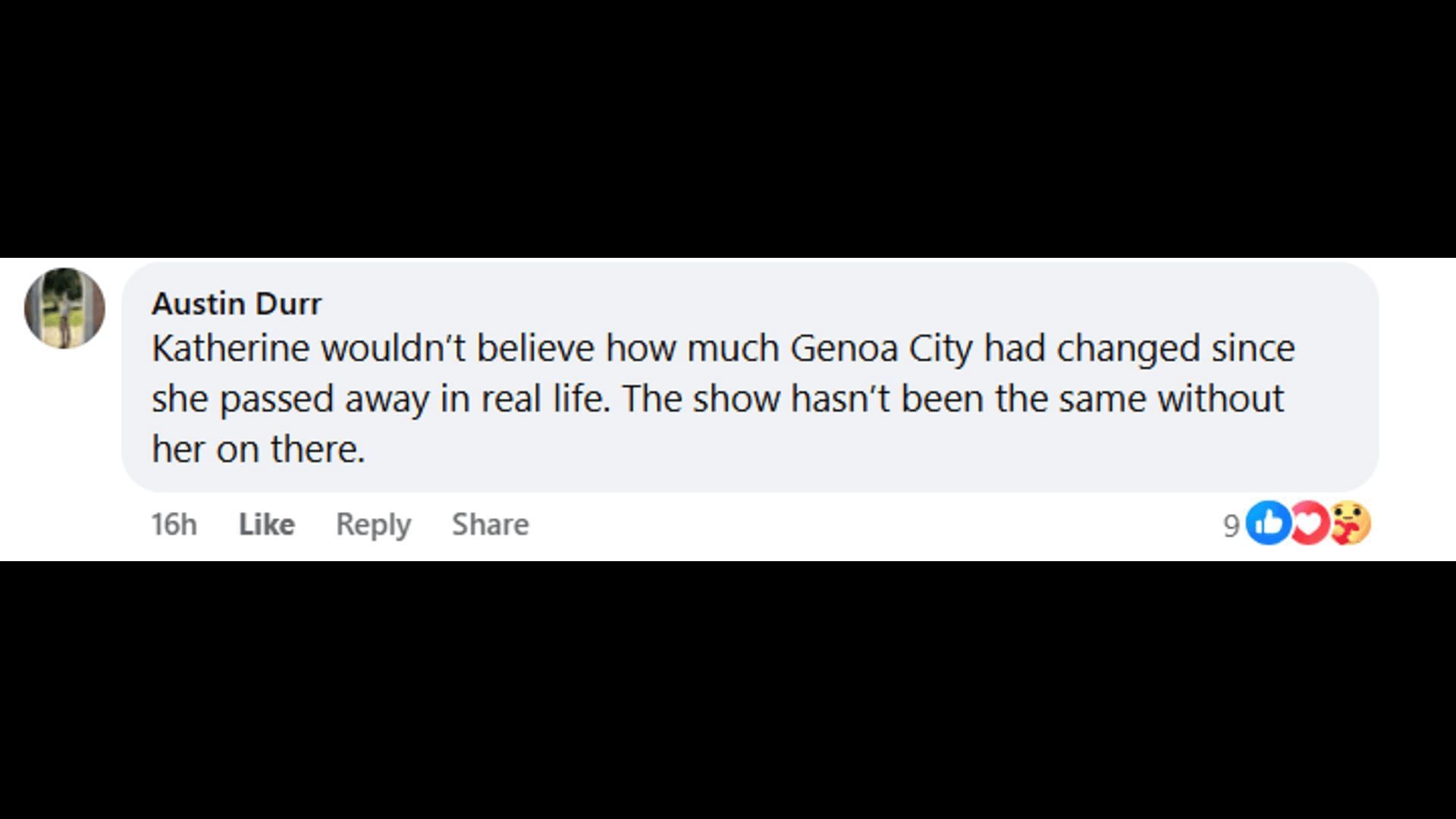 A post made by a fan about Jeanne's character, Katherine (Image via Facebook/The Young and the Restless)